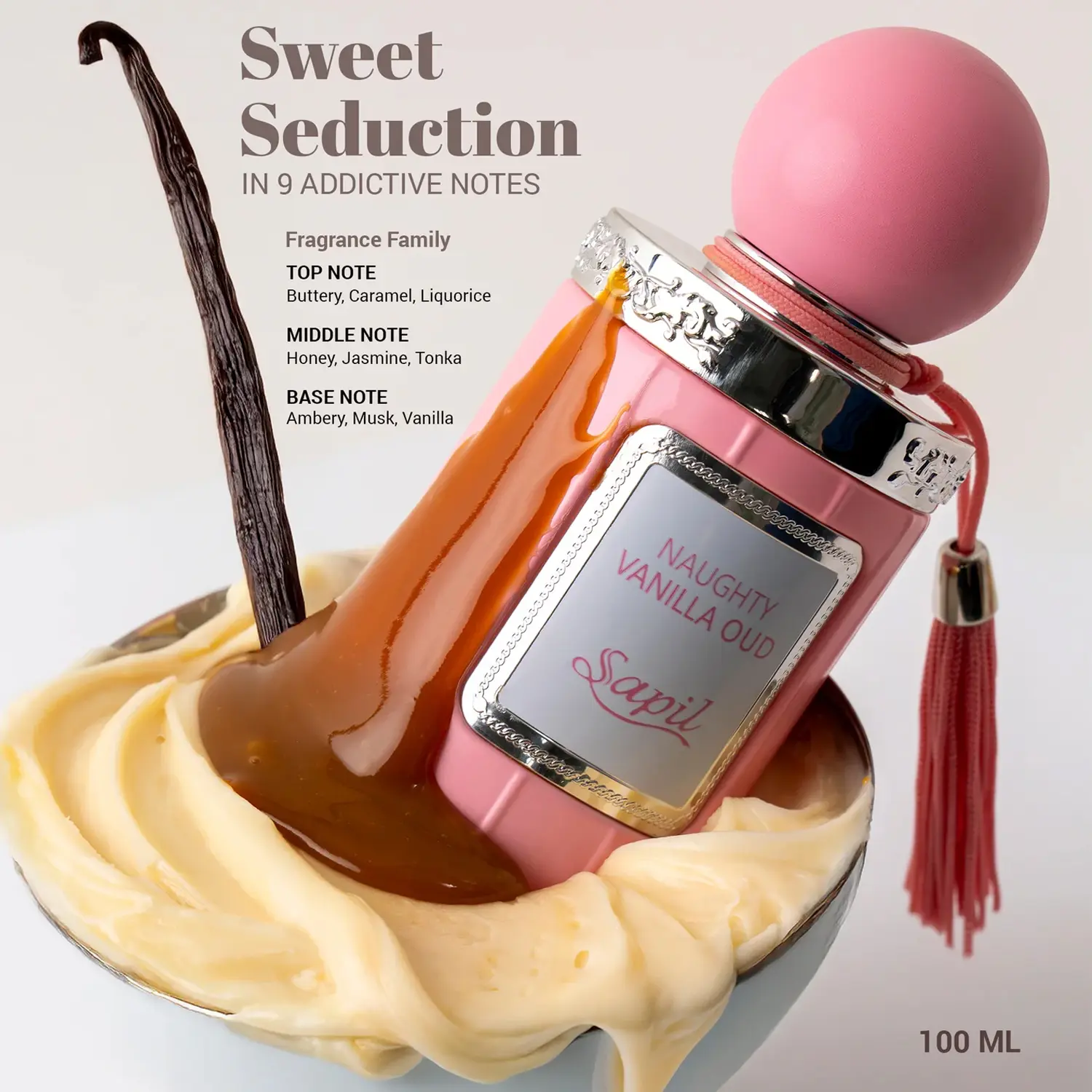 Sapil Naughty Vanilla Oud EDP 100ml perfume notes.webp