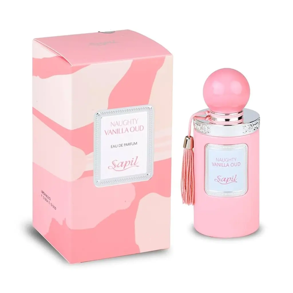 Sapil Naughty Vanilla Oud EDP 100ml Bottle and box.webp
