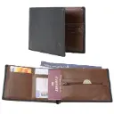 Riseicon®Legacy Travel Passport Wallet Document Organiser - Genuine Luxury Leather - Black/Brown