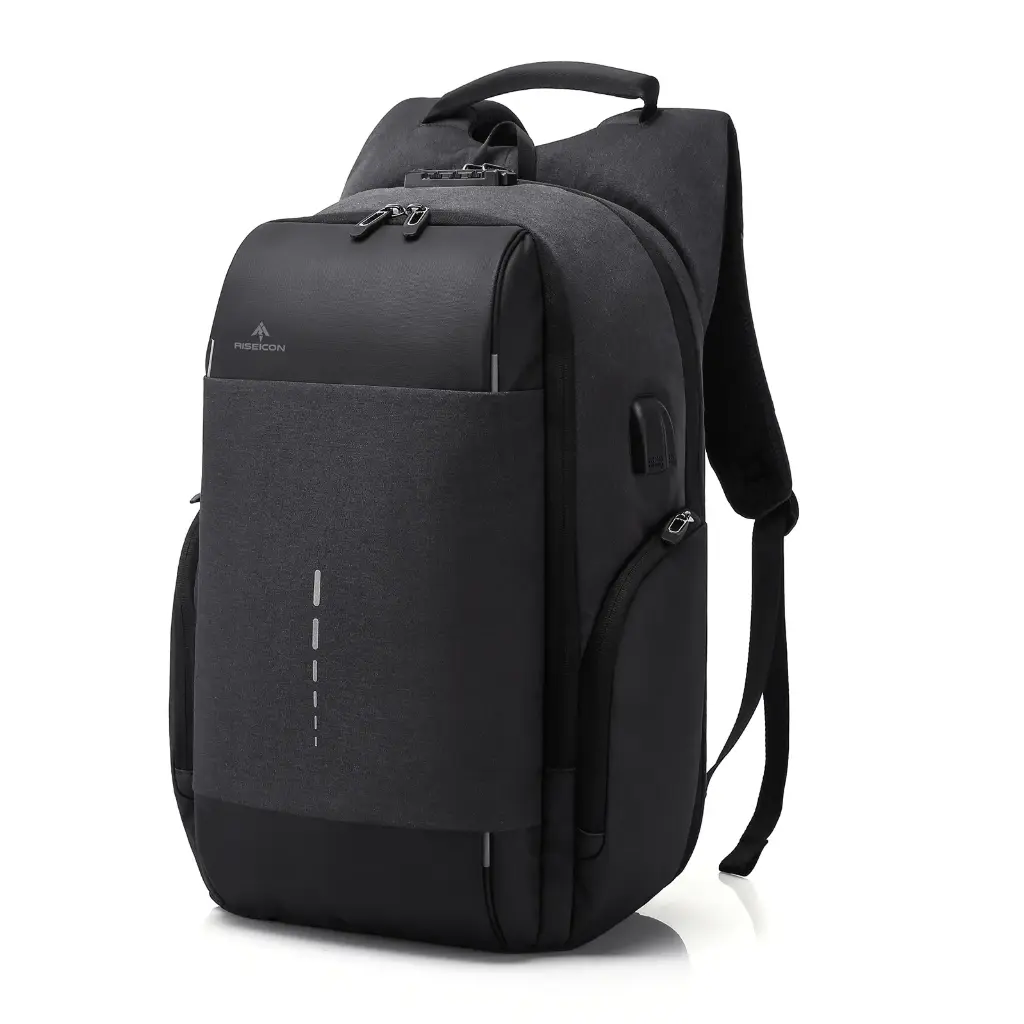 Riseicon Liberty 1 Anti-theft USB charging waterproof laptop backpack - Black